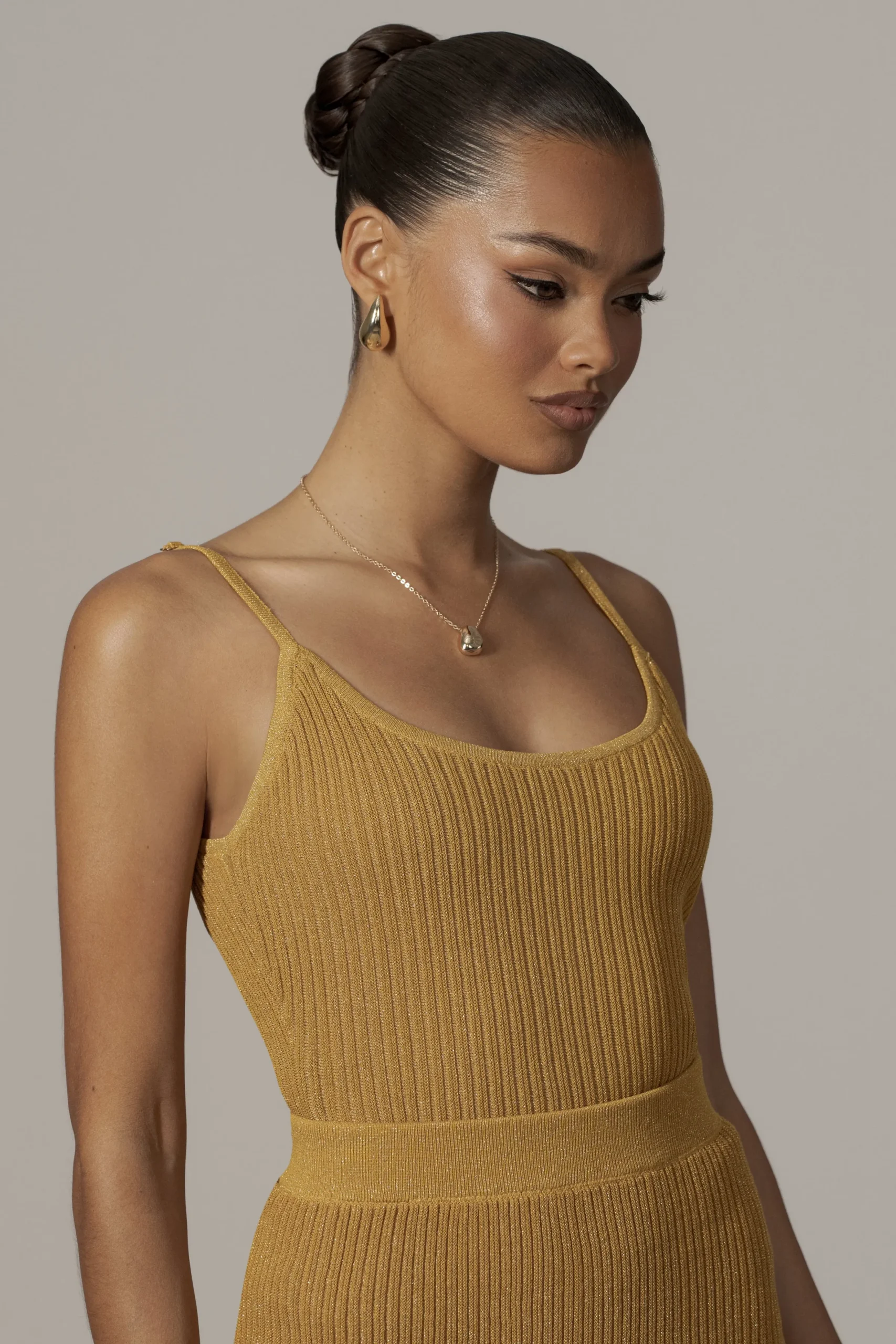 JLUXLABEL Mustard Serena Ribbed Skirt Set