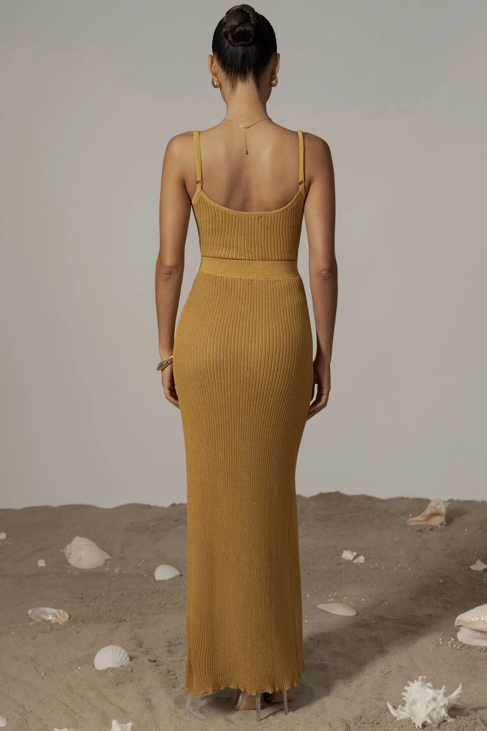 JLUXLABEL Mustard Serena Ribbed Skirt Set