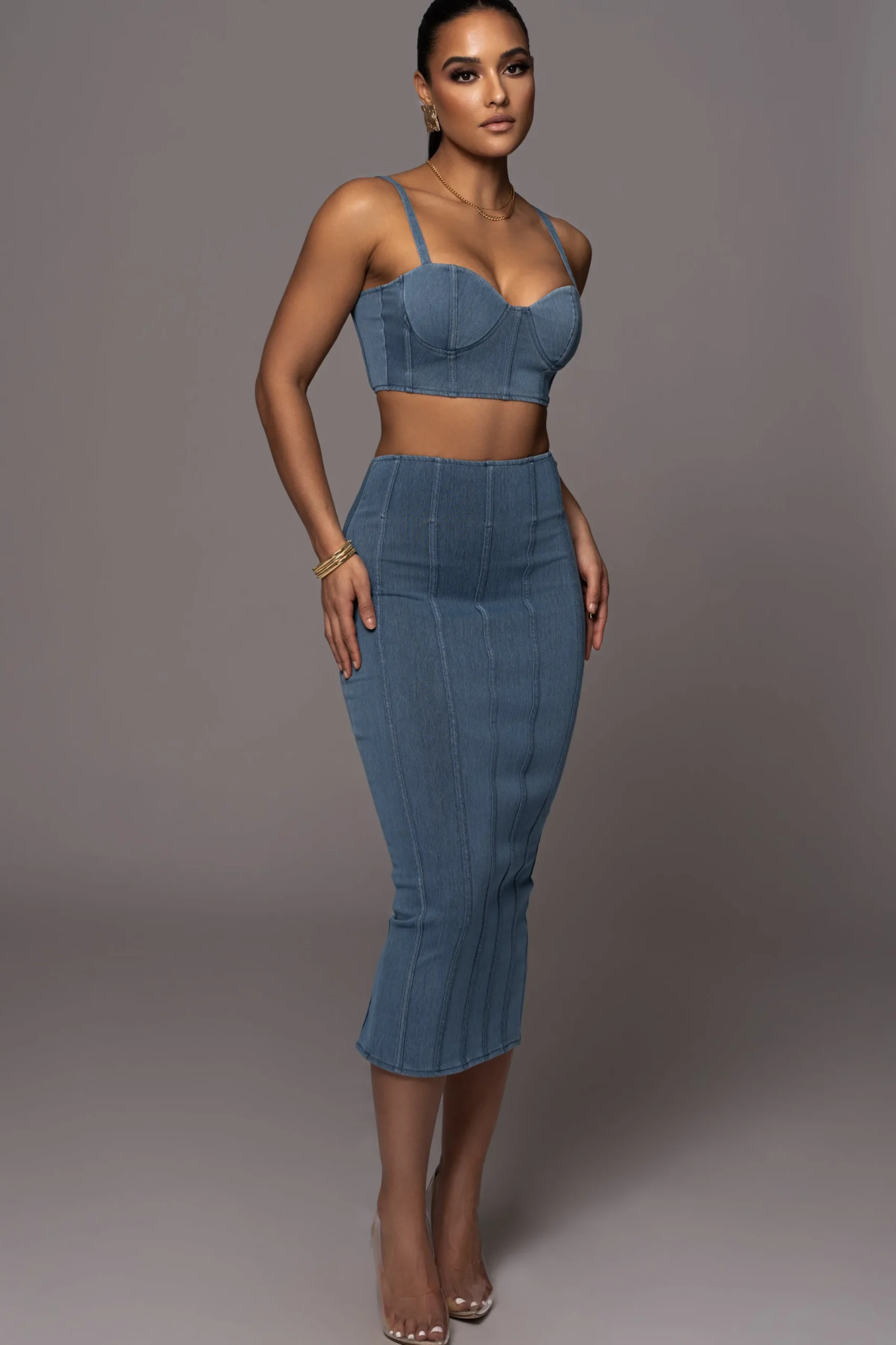 JLUXLABEL NAT LIV x Denim Eliana Skirt Set