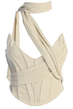 JLUXLABEL Natural Coastal Bliss Linen Bustier