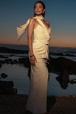 JLUXLABEL Natural Coastal Bliss Linen Bustier