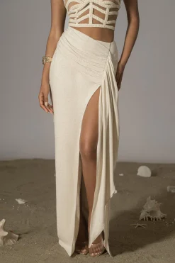 JLUXLABEL Natural Las Olas Linen Skirt