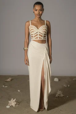 JLUXLABEL Natural Las Olas Linen Skirt