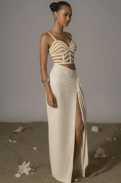 JLUXLABEL Natural Las Olas Linen Skirt