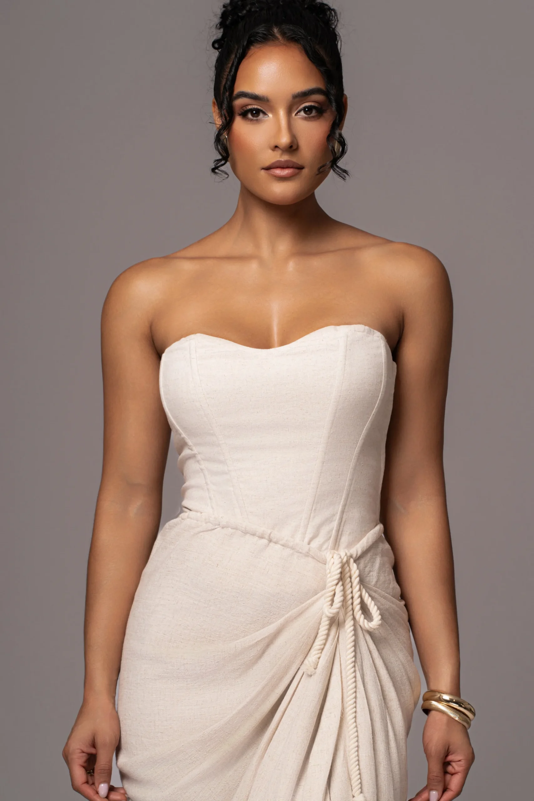 JLUXLABEL Natural New Obsession Draped Top