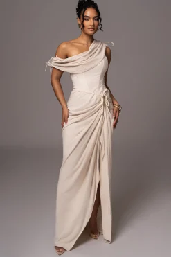 JLUXLABEL Natural New Obsession Draped Top