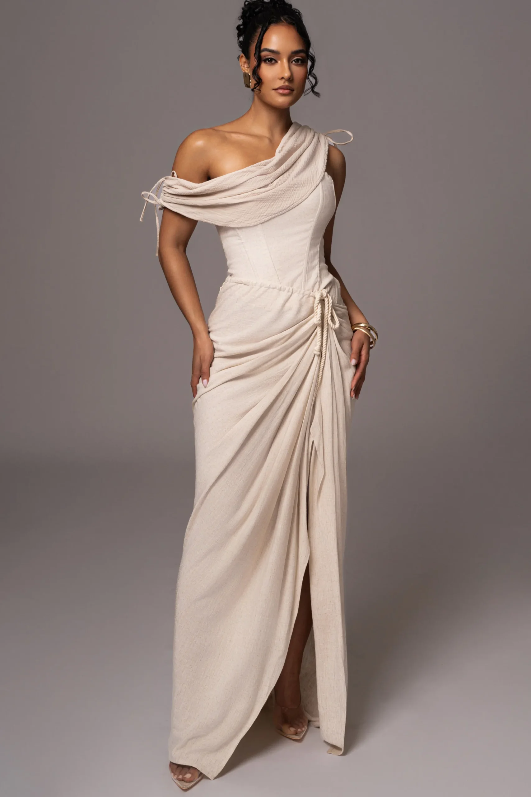 JLUXLABEL Natural New Obsession Draped Top
