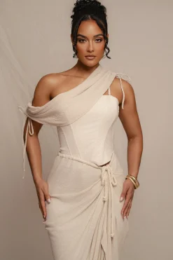 JLUXLABEL Natural New Obsession Draped Top