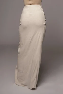 JLUXLABEL Natural Noelia Linen Slit Skirt