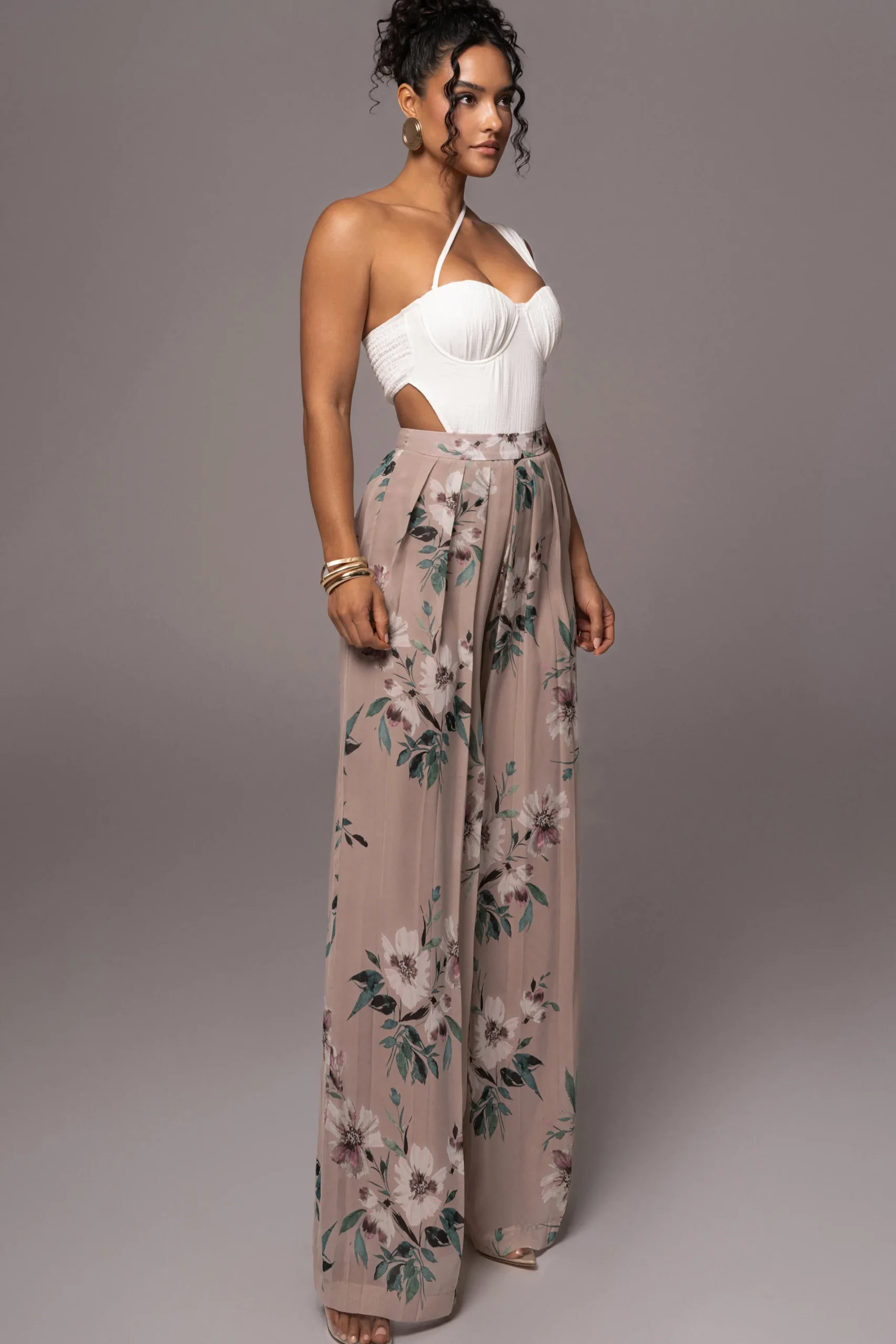 JLUXLABEL Natural Scenic One-Shoulder Linen Bodysuit