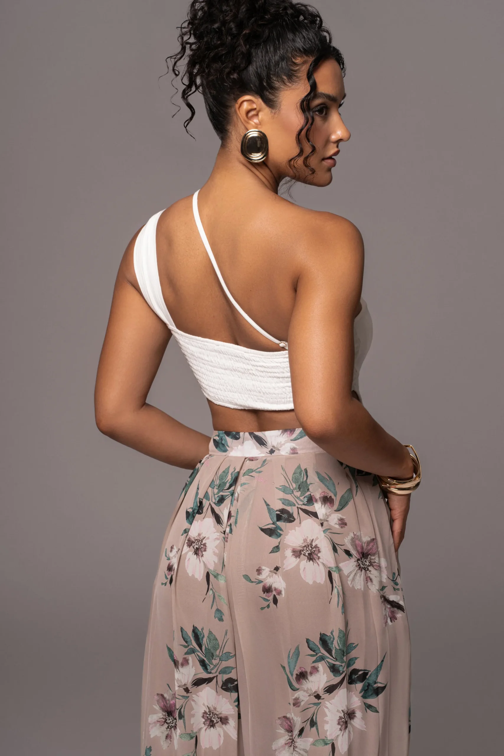 JLUXLABEL Natural Scenic One-Shoulder Linen Bodysuit