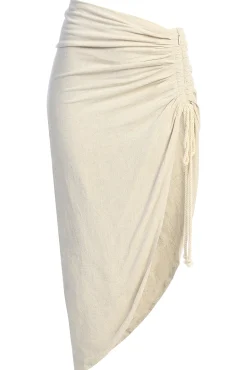 JLUXLABEL Natural Spring Ruched Linen Skirt