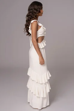 JLUXLABEL Natural Sunshine Ruffle Linen Dress