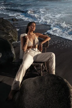 JLUXLABEL Natural Villa Views Linen Trousers
