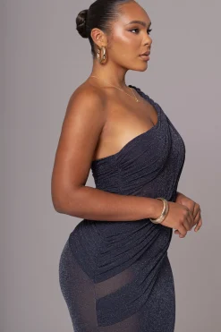 JLUXLABEL Navy Alari One Shoulder Maxi Dress