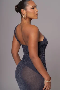 JLUXLABEL Navy Alari One Shoulder Maxi Dress