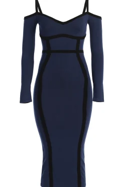 JLUXLABEL Navy Debora Knit Midi Dress