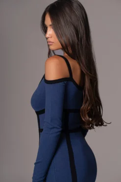 JLUXLABEL Navy Debora Knit Midi Dress
