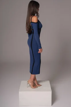JLUXLABEL Navy Debora Knit Midi Dress