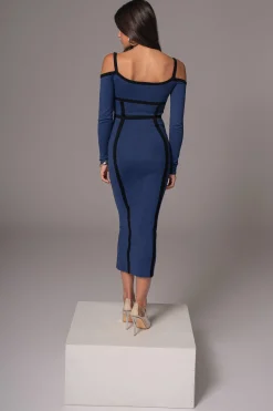 JLUXLABEL Navy Debora Knit Midi Dress