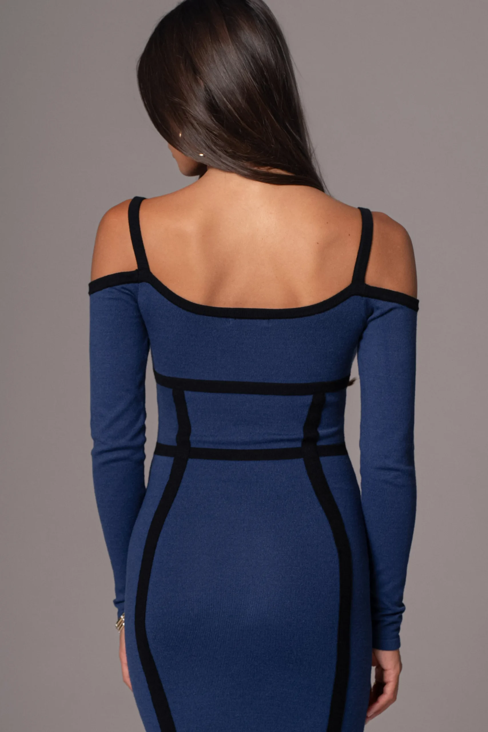 JLUXLABEL Navy Debora Knit Midi Dress