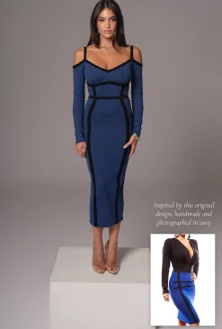JLUXLABEL Navy Debora Knit Midi Dress
