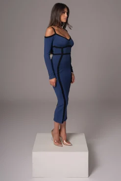 JLUXLABEL Navy Debora Knit Midi Dress