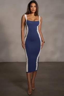 JLUXLABEL Navy Donna Knit Midi Dress