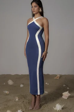 JLUXLABEL Navy  Fabiola Contrast Maxi Dress