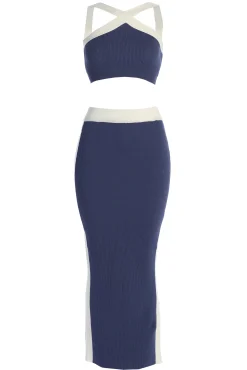 JLUXLABEL Navy Heartbreaker Two-Piece Skirt Set