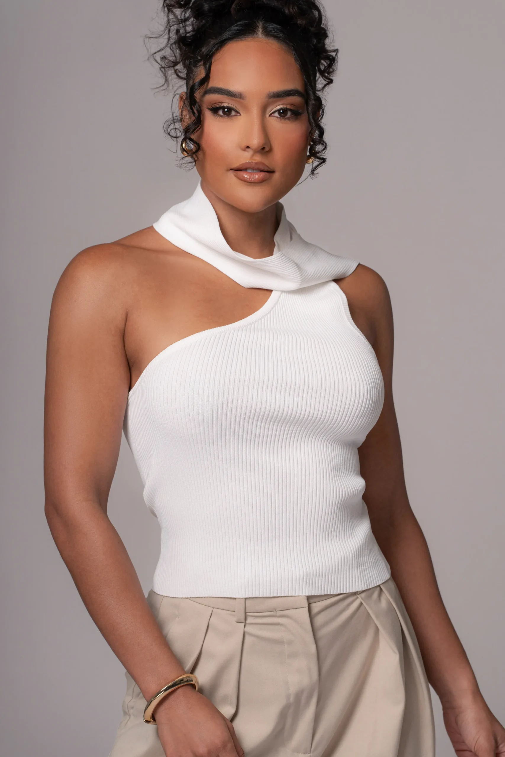 JLUXLABEL Off White Anderson Ribbed Top