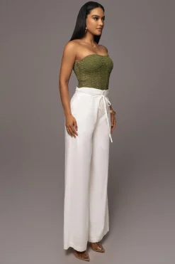 JLUXLABEL Off White Waverly Linen Trousers