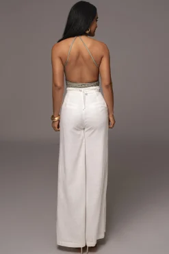 JLUXLABEL Off White Waverly Linen Trousers