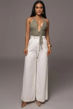 JLUXLABEL Off White Waverly Linen Trousers