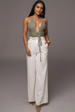 JLUXLABEL Off White Waverly Linen Trousers