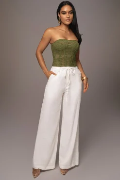 JLUXLABEL Off White Waverly Linen Trousers