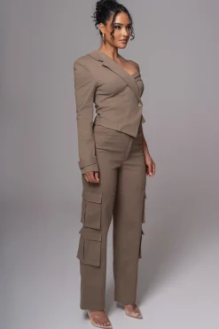 JLUXLABEL Olive Amal One Shoulder Top
