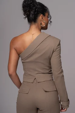 JLUXLABEL Olive Amal One Shoulder Top