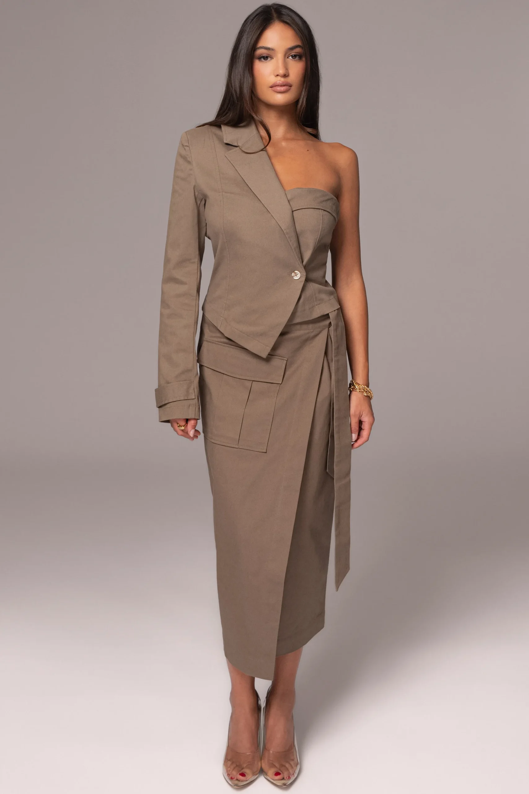 JLUXLABEL Olive Amal One Shoulder Top
