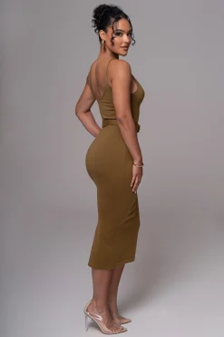 JLUXLABEL Olive Belted Envy Midi Dress
