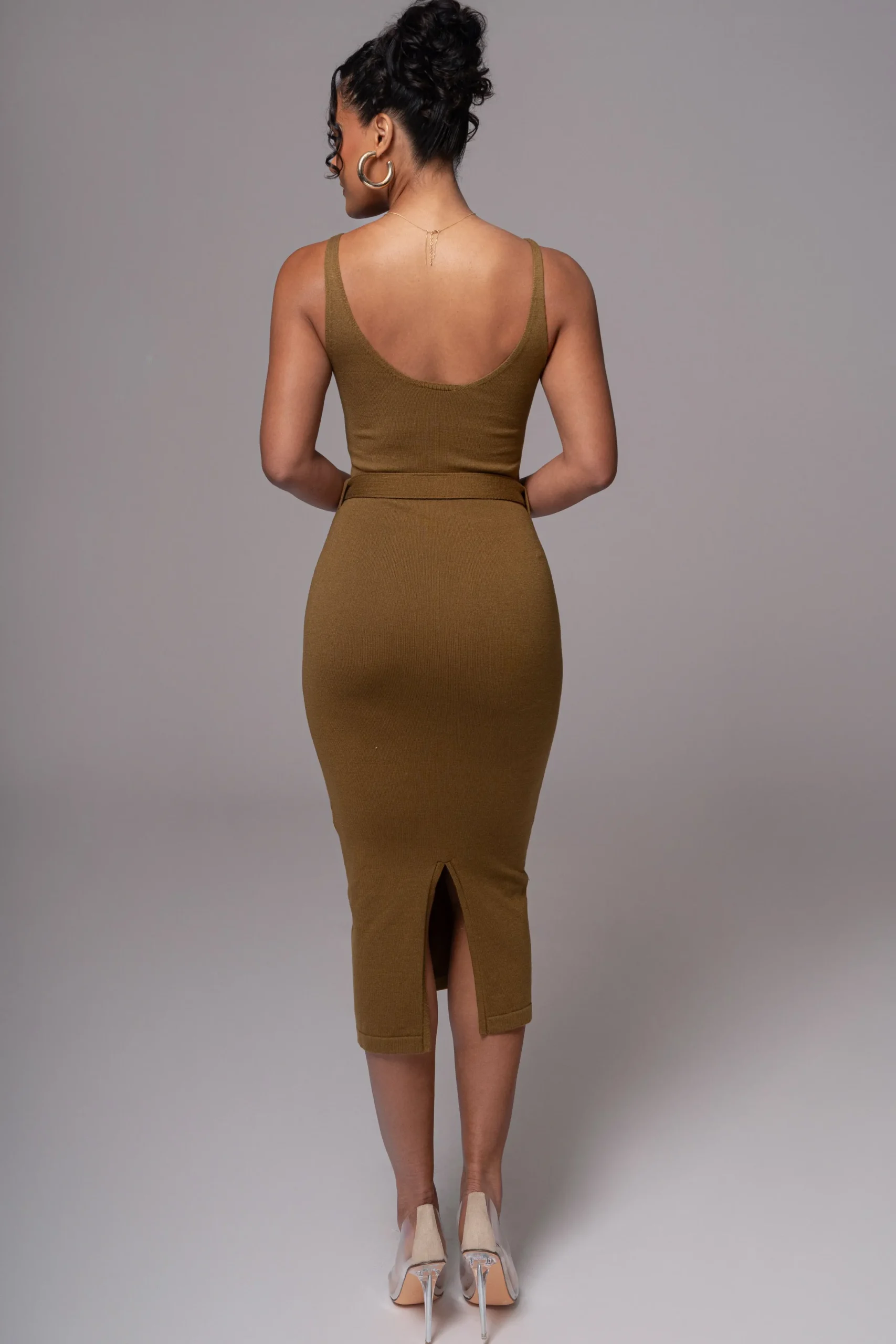 JLUXLABEL Olive Belted Envy Midi Dress