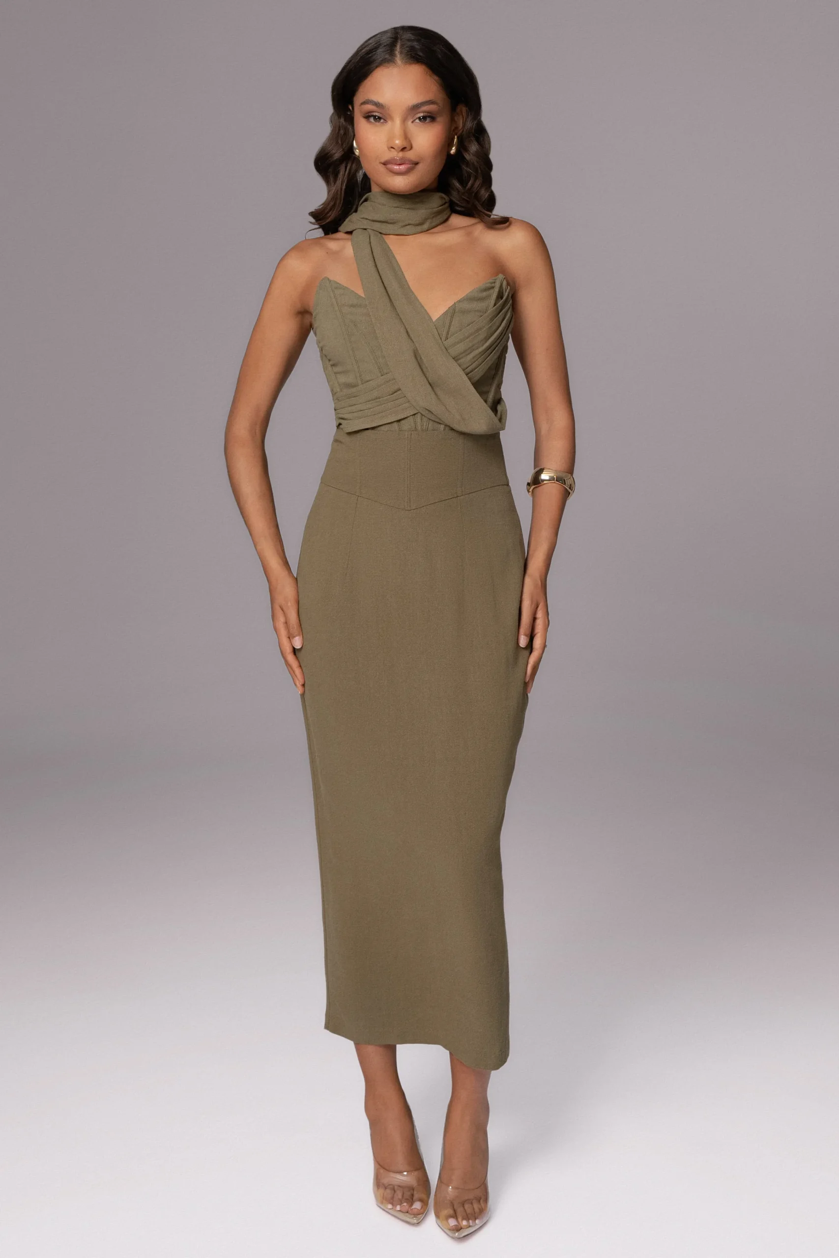JLUXLABEL Olive Coastland Linen Skirt