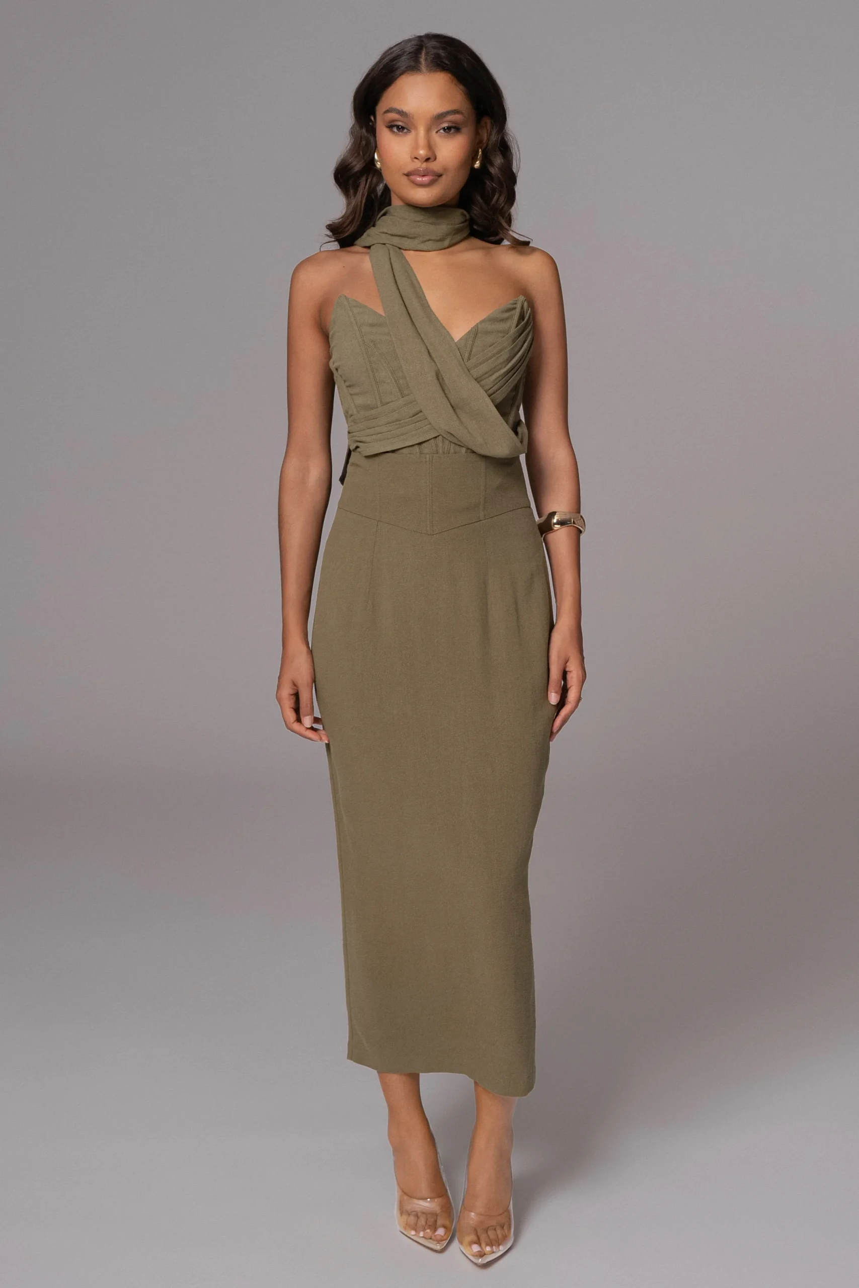 JLUXLABEL Olive Coastland Linen Skirt
