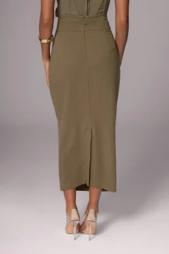 JLUXLABEL Olive Coastland Linen Skirt