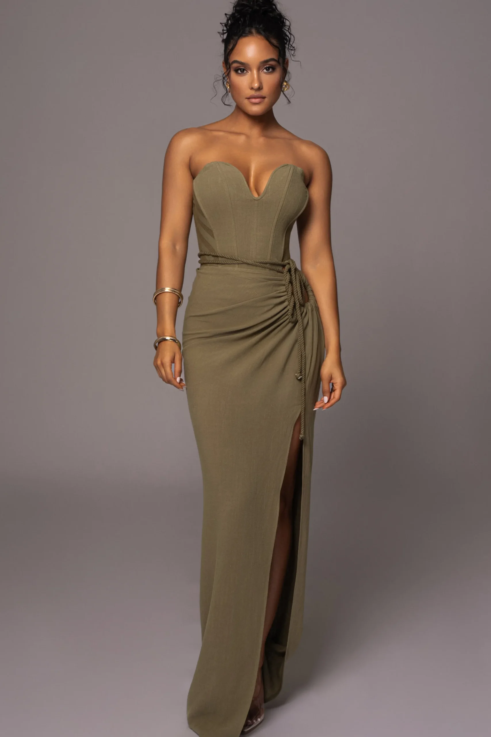 JLUXLABEL Olive Destination Linen Skirt Set