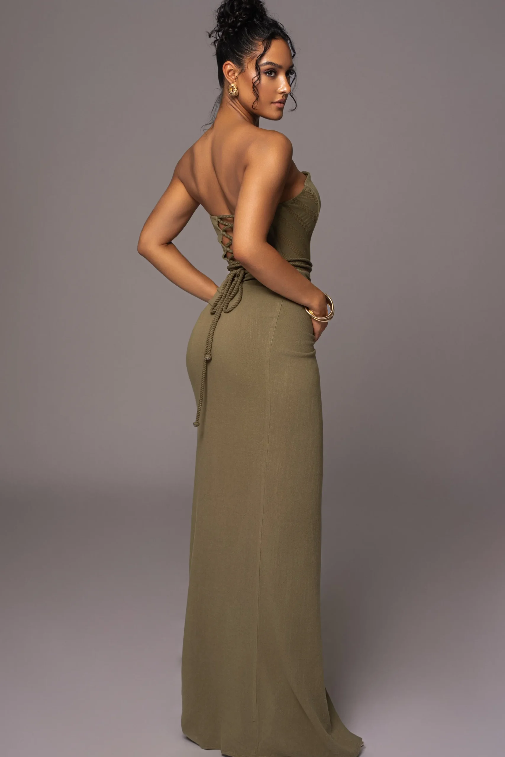 JLUXLABEL Olive Destination Linen Skirt Set
