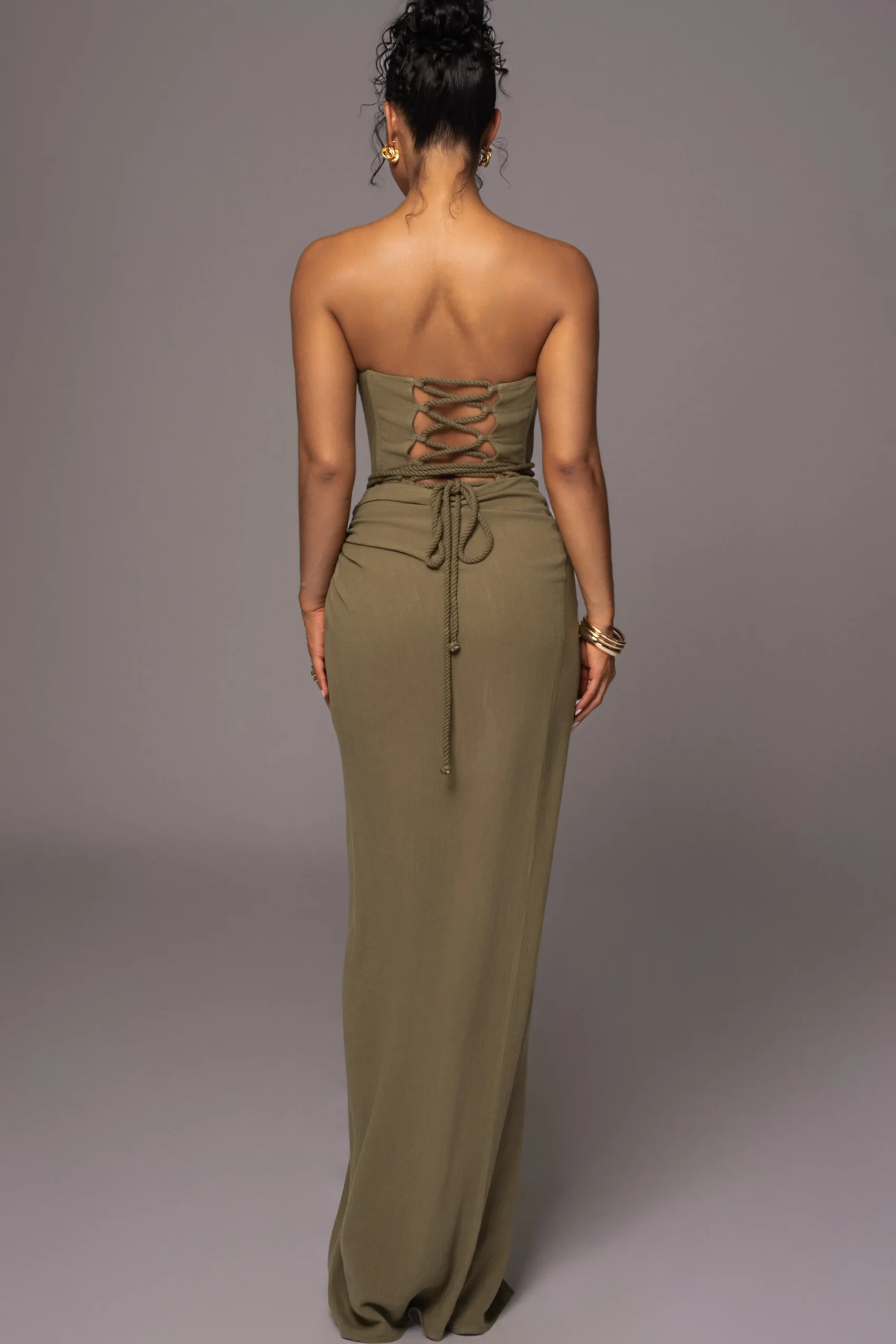 JLUXLABEL Olive Destination Linen Skirt Set