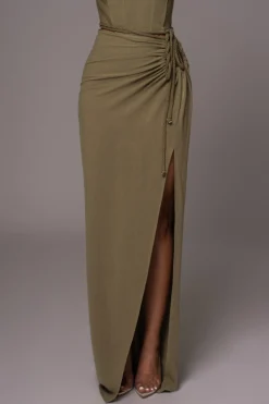 JLUXLABEL Olive Destination Linen Skirt Set