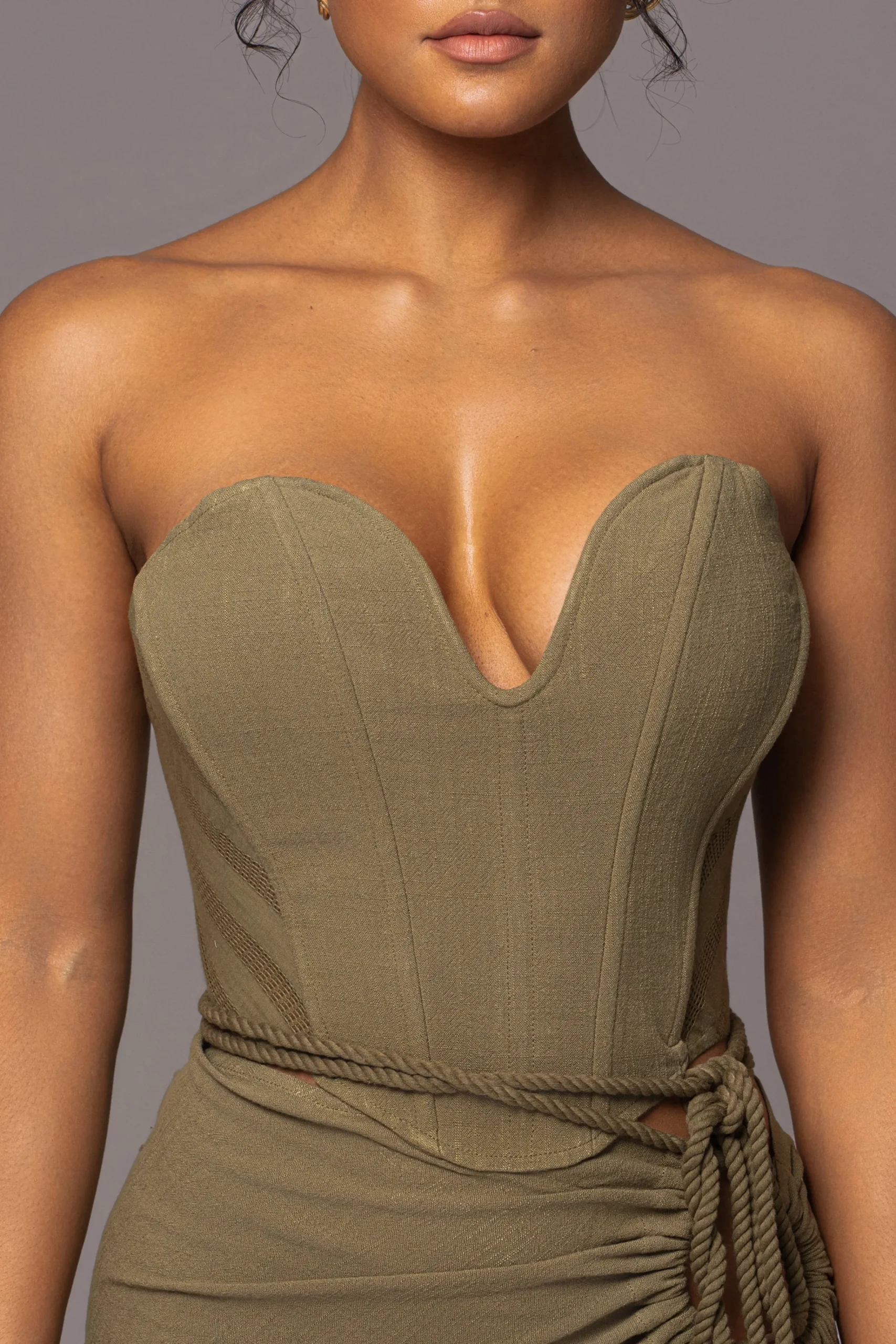 JLUXLABEL Olive Destination Linen Skirt Set