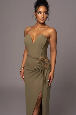 JLUXLABEL Olive Destination Linen Skirt Set